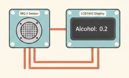 Схема алкотестера на MQ-3 с выводом на LCD1602