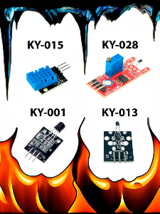 Комплект датчиков температуры KY-001;-013;-028;-015 для Arduino