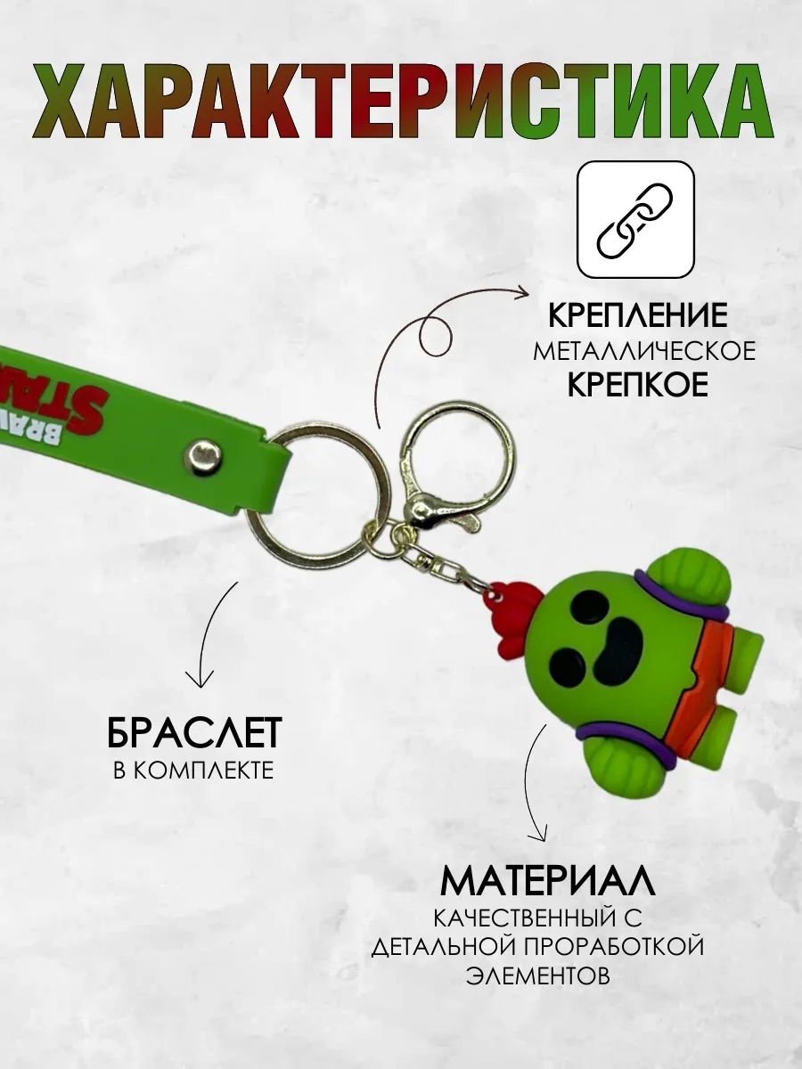 Брелок Brawl Stars подвеска Спайк для ключей, сумки картинка №4