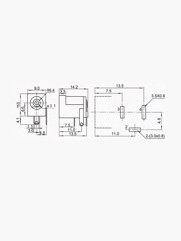 Разъем питания гнездо DC005 5.5 x 2.1 12VDC/5A под пайку медные контакты картинка №2